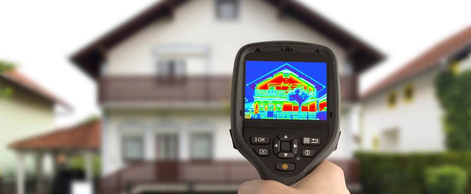 Observation des deperditions de chaleur dans une maison grace a une camera thermique