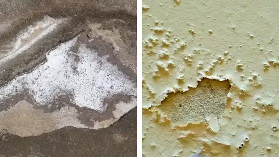 Deux signes reconnaissables de salpetre dans une maison