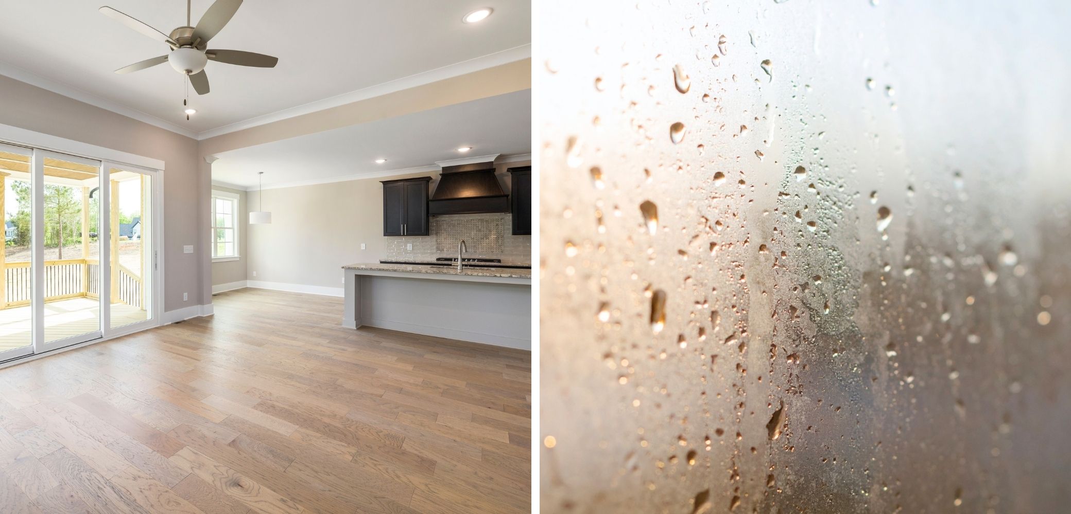 Interieur d une maison neuve et condensation sur les vitres